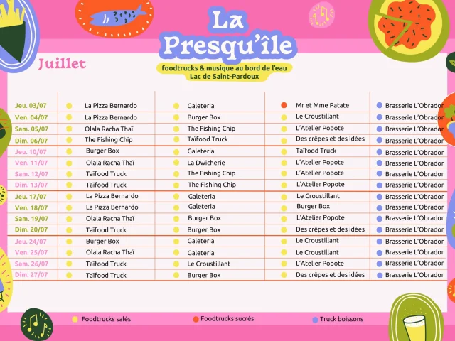 Planning Presquile 2025 Juillet